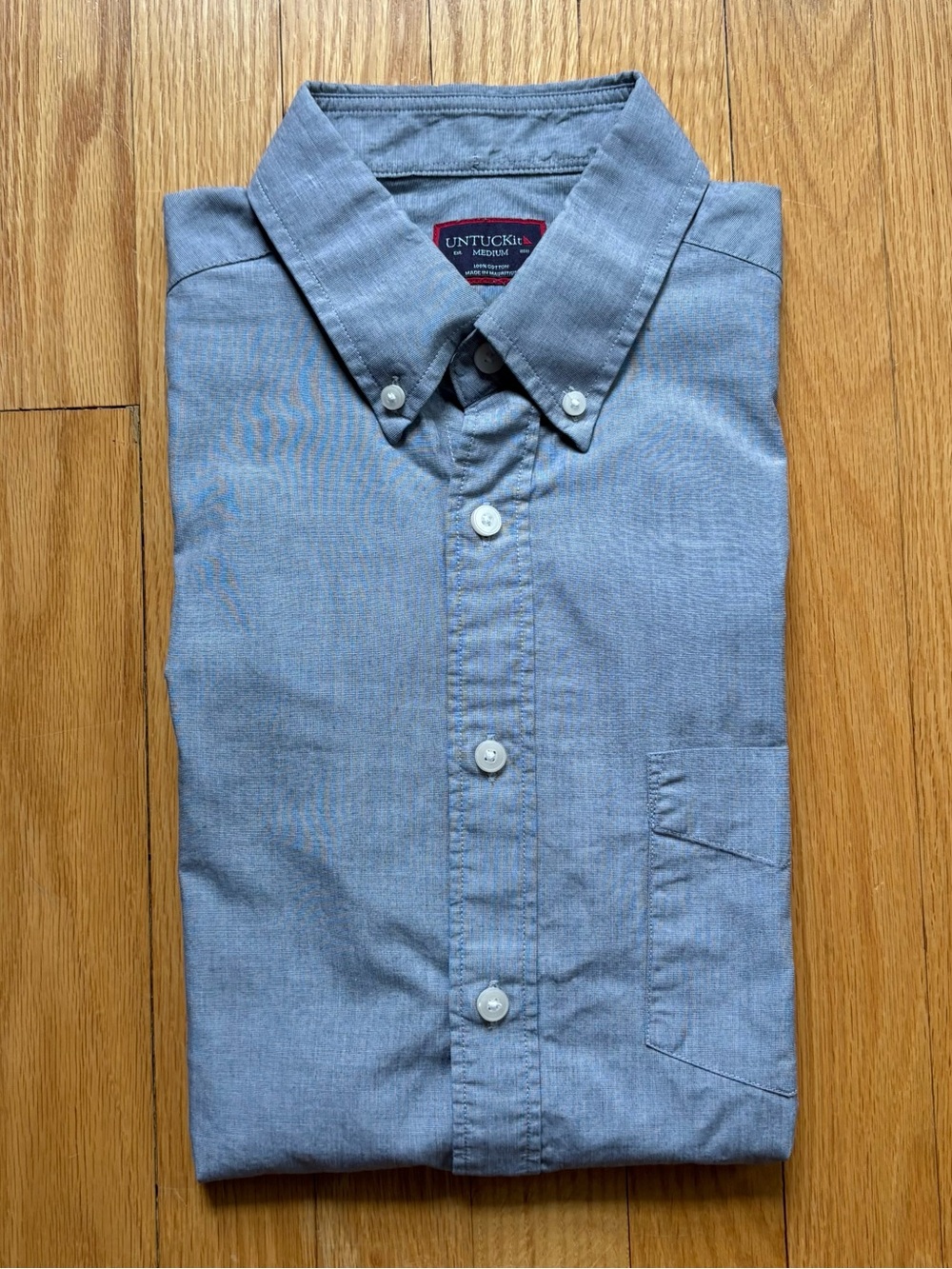 UNTUCKit Men’s Long Sleeve Dress Shirt Cotton Slim Fit Large Gray White Checks